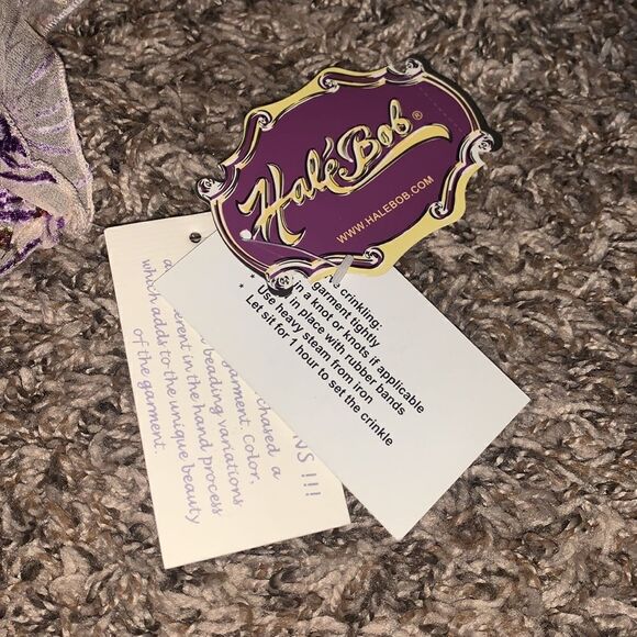 NWT Hale Bob pink butterfly-patterned long blouse, size S. - Picture 3 of 10